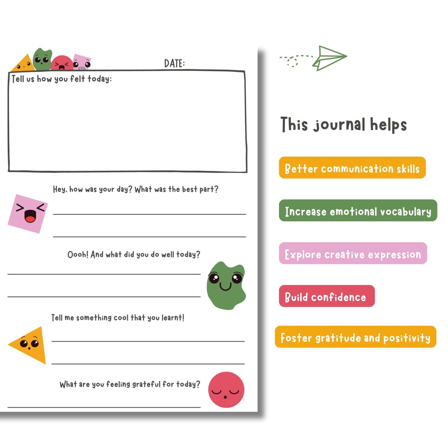 Feelings & Learnings - Daily journal for kids