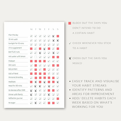 BUILD BETTER HABITS | Set of 4 Weekly Habit Trackers